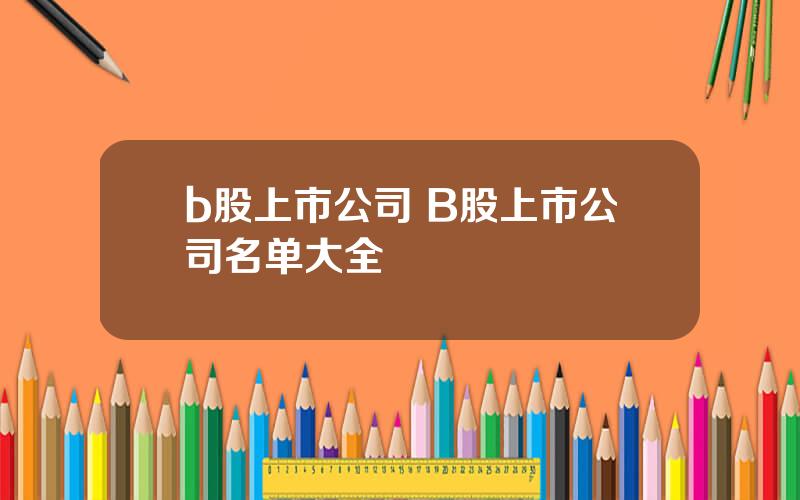 b股上市公司 B股上市公司名单大全